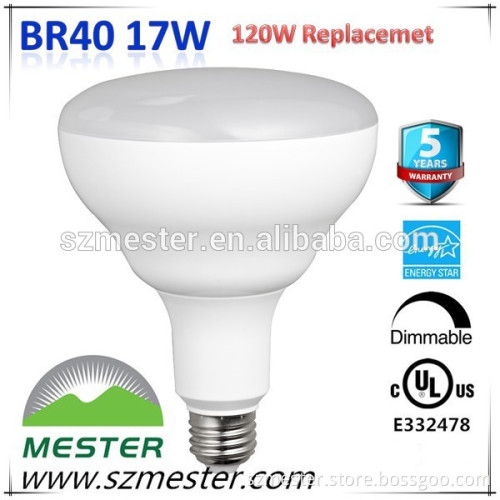 ul cul ES pending 120v 17w e26 dim LED BR40 Warm White